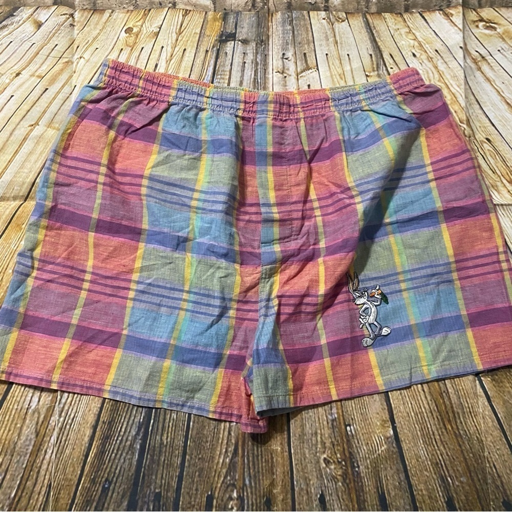 Vintage Looney Tunes Mania Cotton Plaid Bugs Bunny Shorts